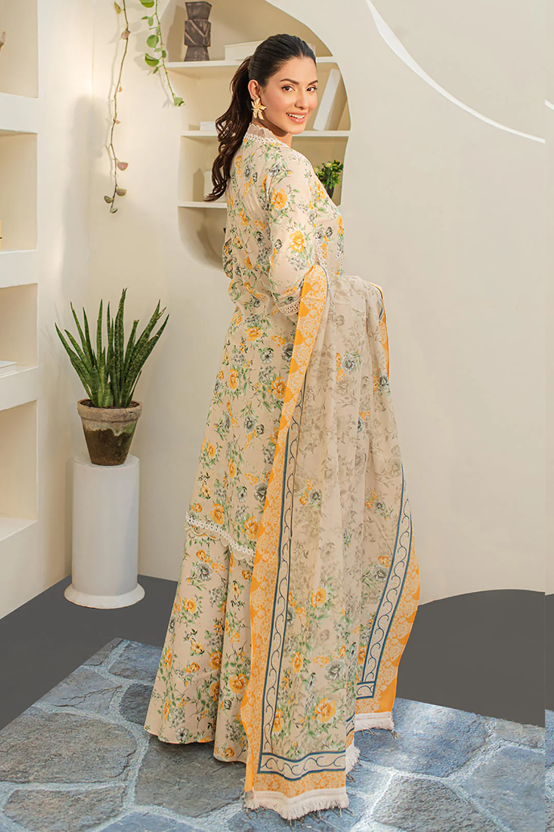 Embroidered Shirt Shalwar Dupatta - 1256 - Image 5