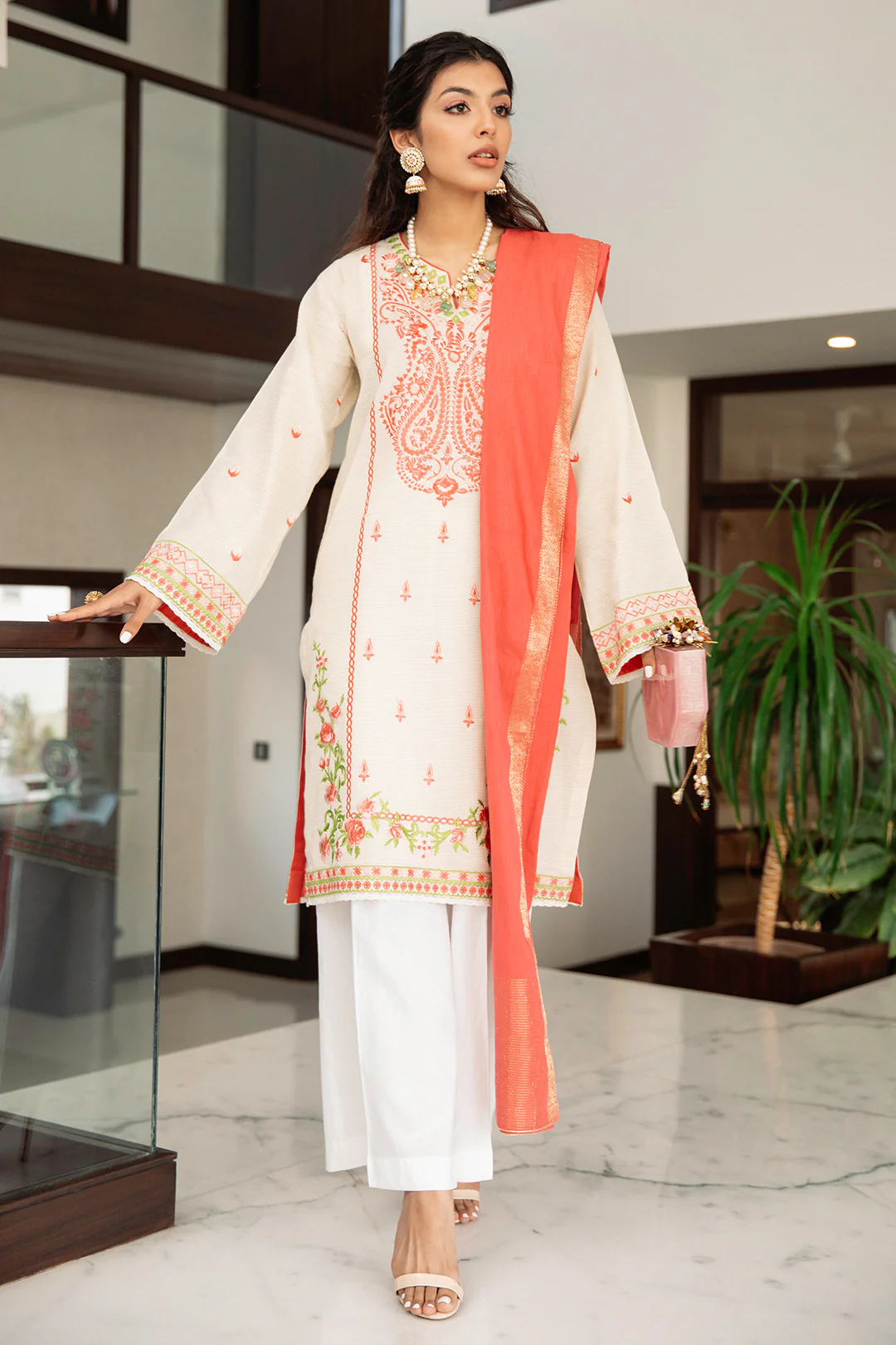 Embroidered Shirt Shalwar Dupatta - 1894 - Image 2
