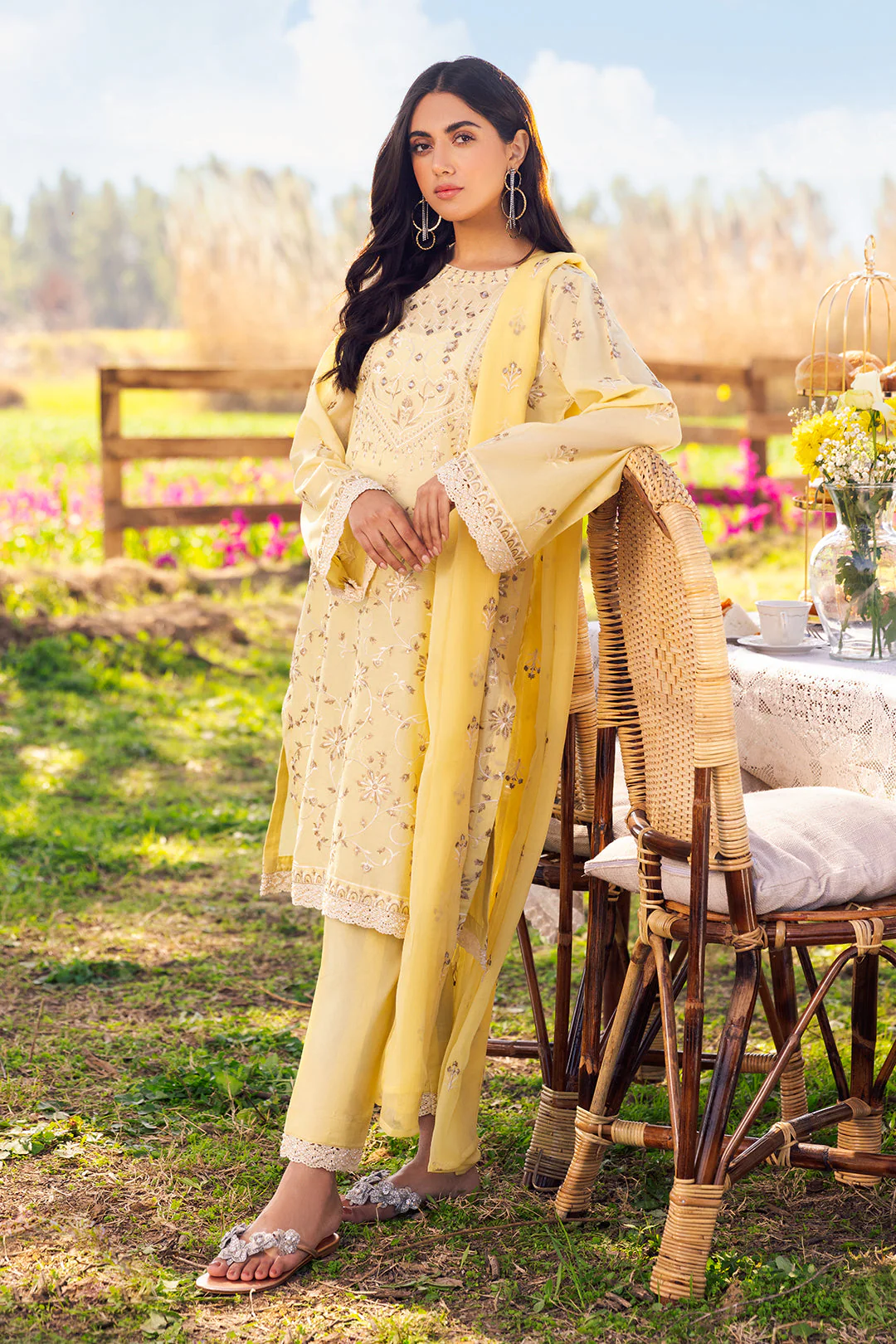 Embroidered Shirt Shalwar Dupatta - 2000 - Image 2