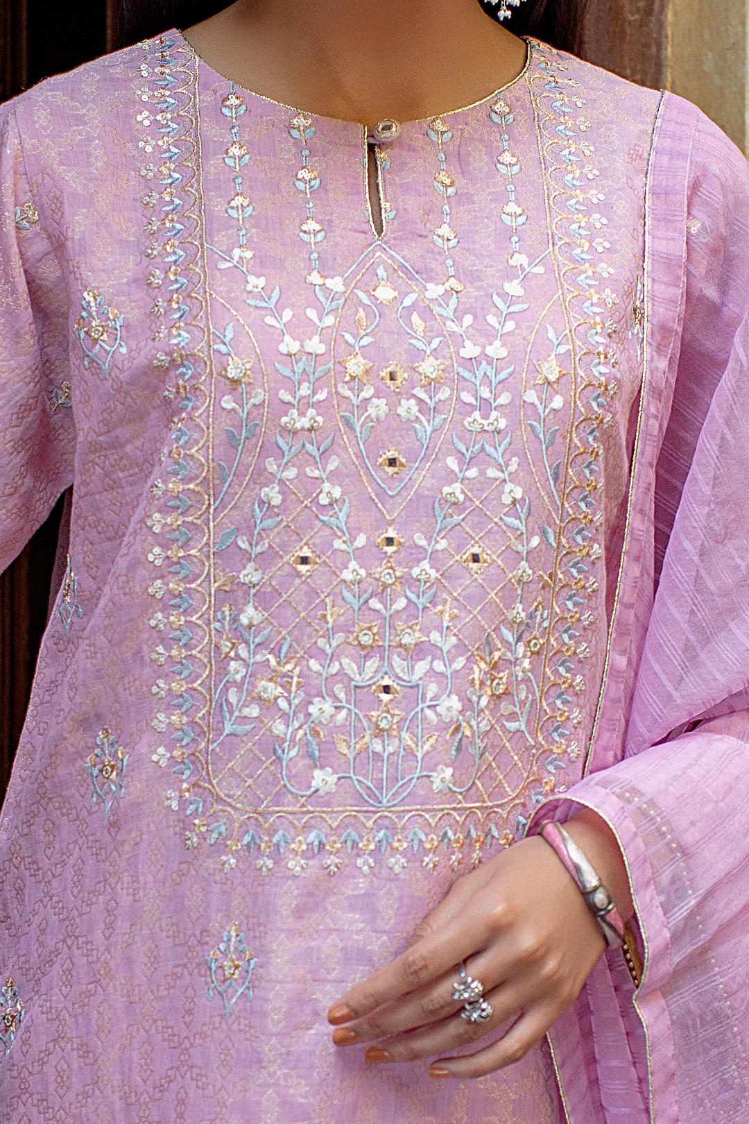 Embroidered Shirt Shalwar Dupatta - 2020 - Image 4