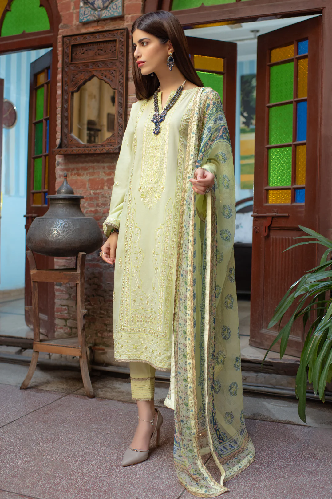 Embroidered Shirt Shalwar Dupatta - 2027 - Image 2