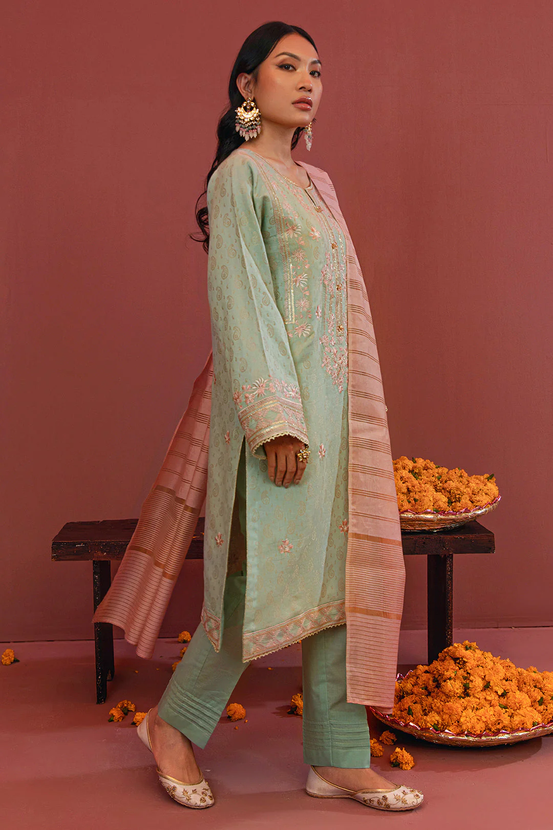 Embroidered Shirt Shalwar Dupatta - 2044 - Image 3