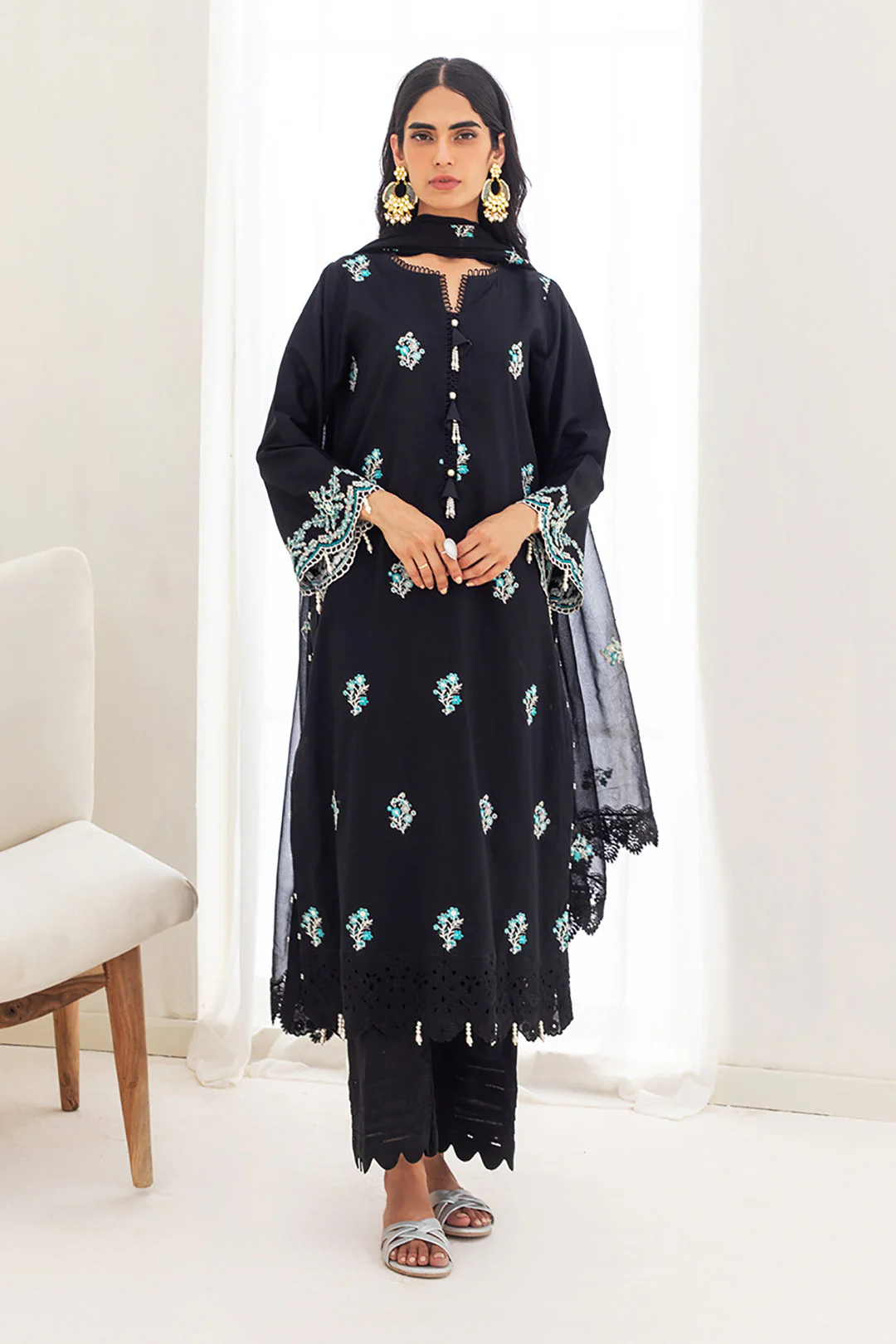 Embroidered Shirt Shalwar Dupatta - 0293 - Image 3