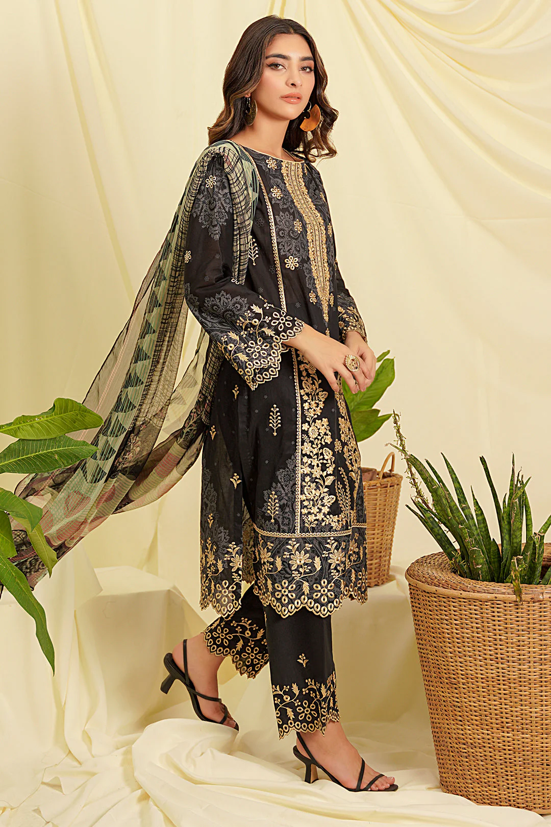 Embroidered Shirt Shalwar Dupatta - 0048 - Image 3