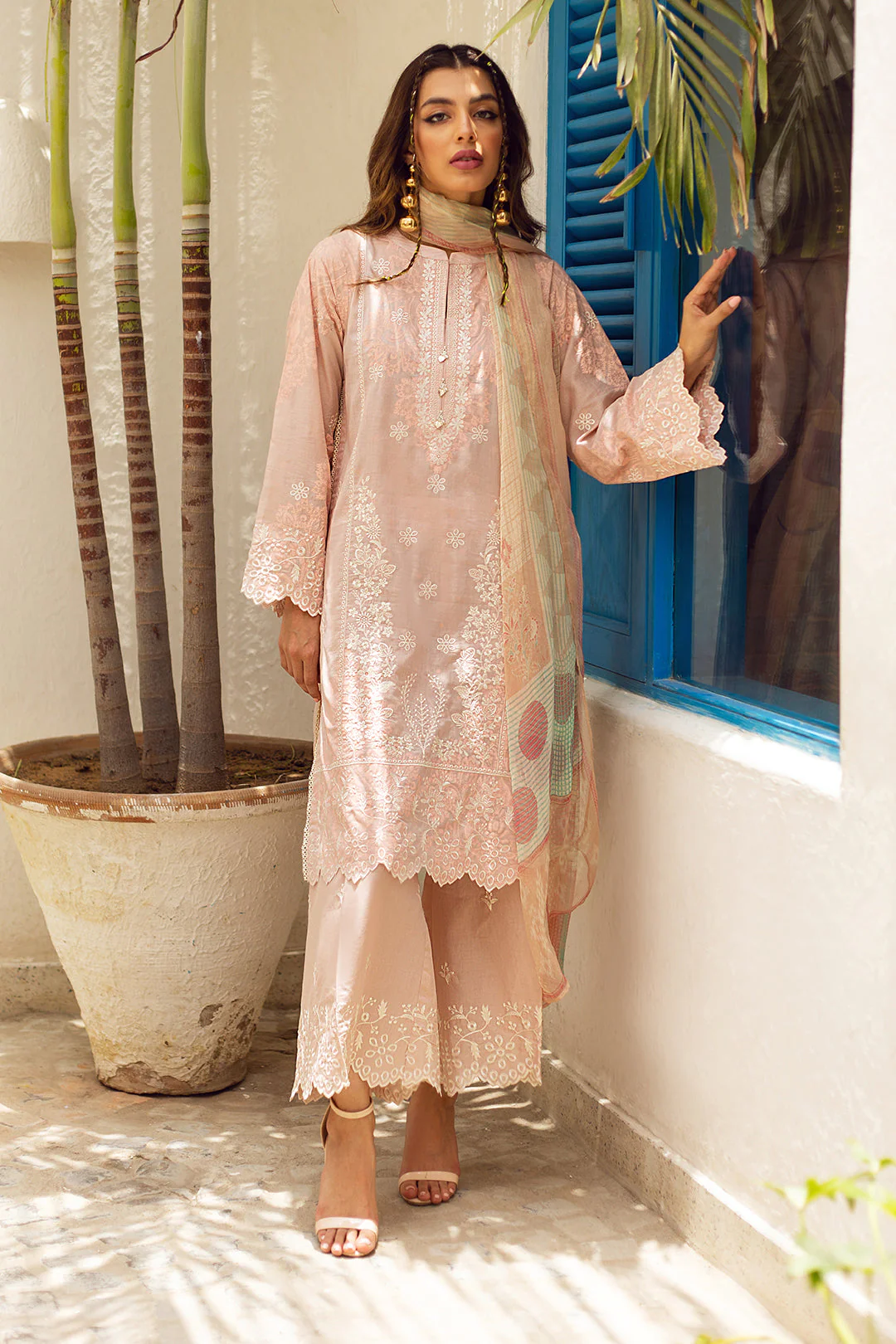 Embroidered Shirt Shalwar Dupatta - 0049 - Image 5