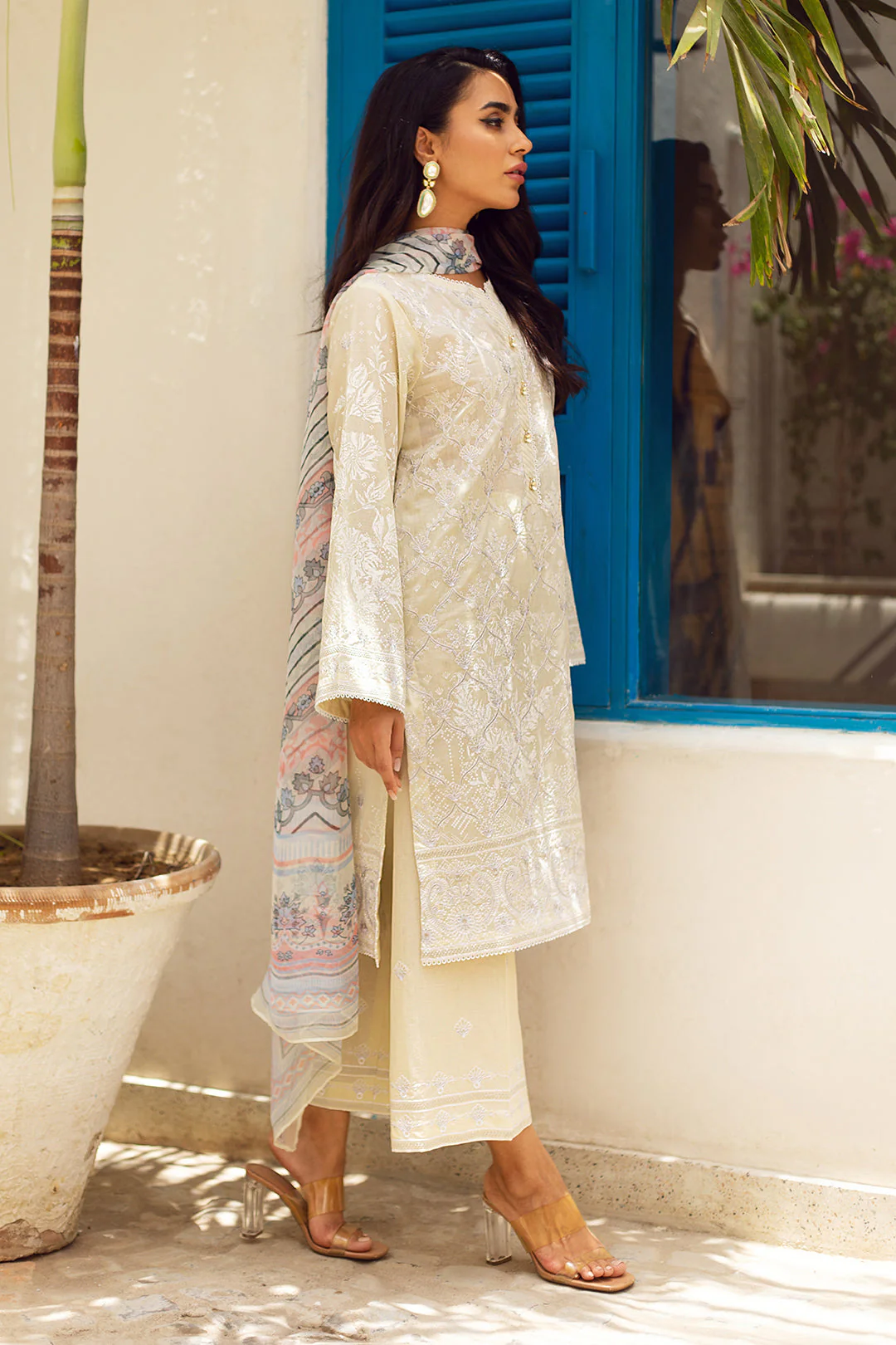 Embroidered Shirt Shalwar Dupatta - 0052 - Image 3