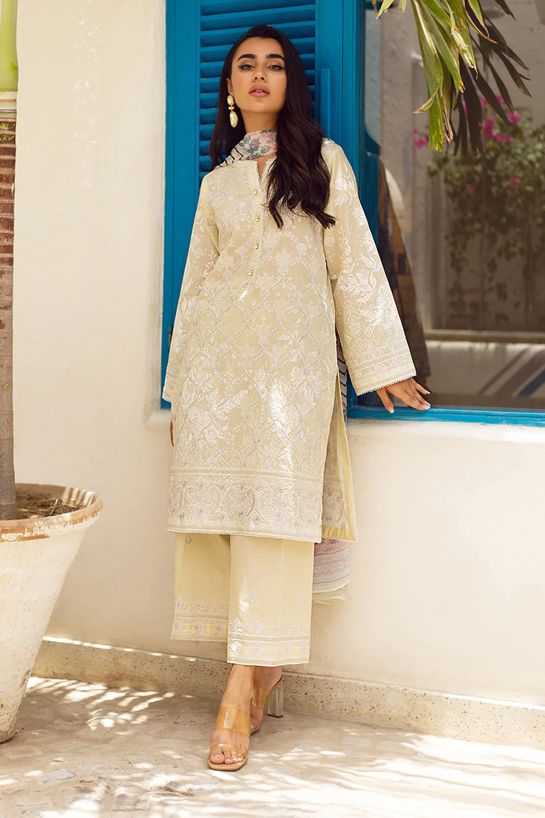 Embroidered Shirt Shalwar Dupatta - 0052 - Image 5