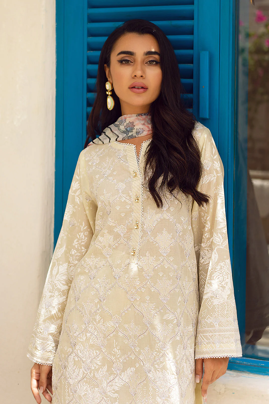 Embroidered Shirt Shalwar Dupatta - 0052 - Image 7