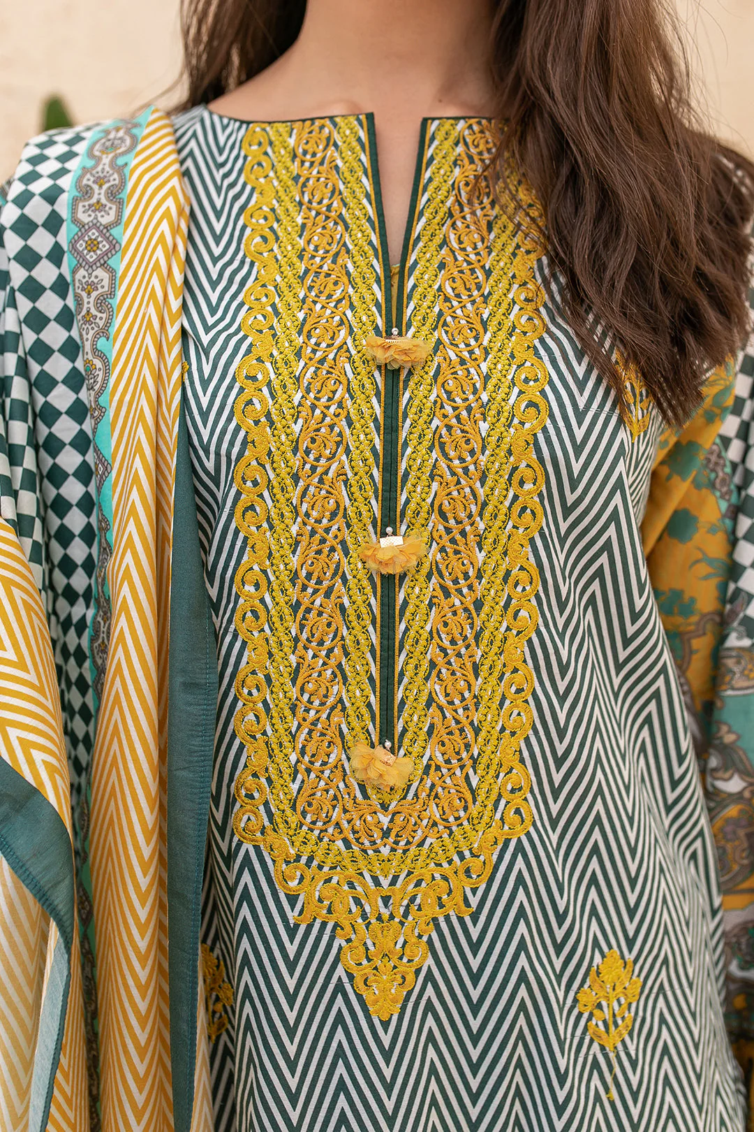 Embroidered Shirt Shalwar Dupatta - 0057 - Image 4