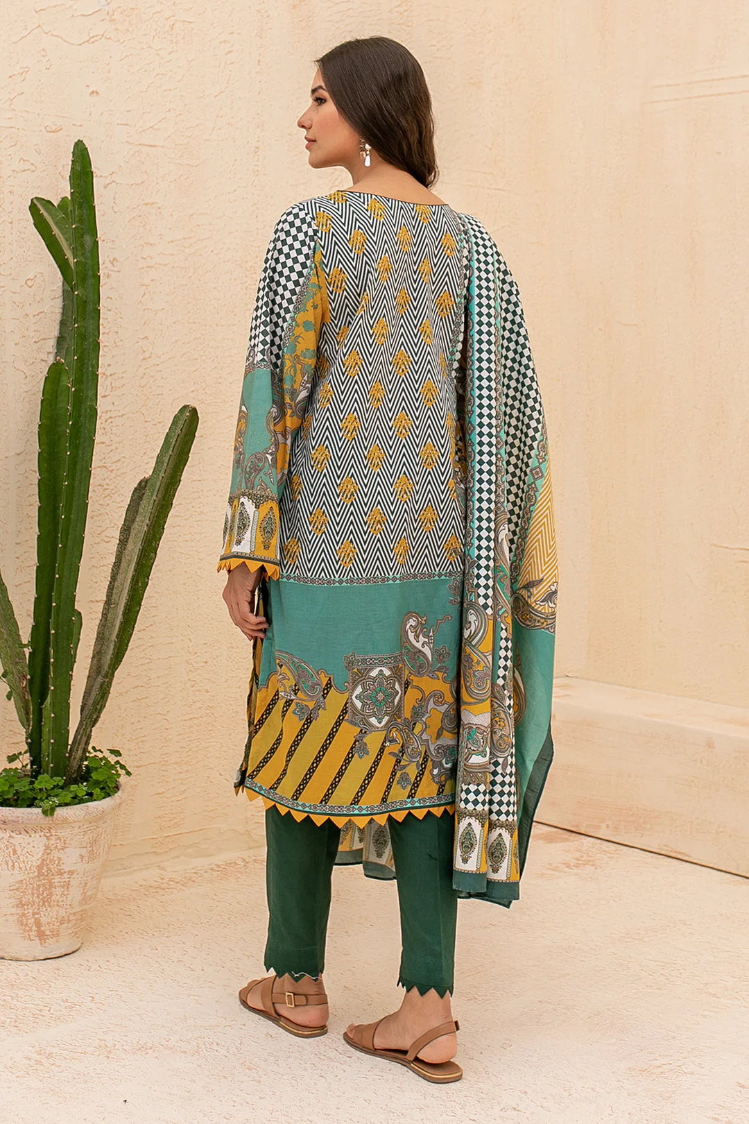 Embroidered Shirt Shalwar Dupatta - 0057 - Image 7
