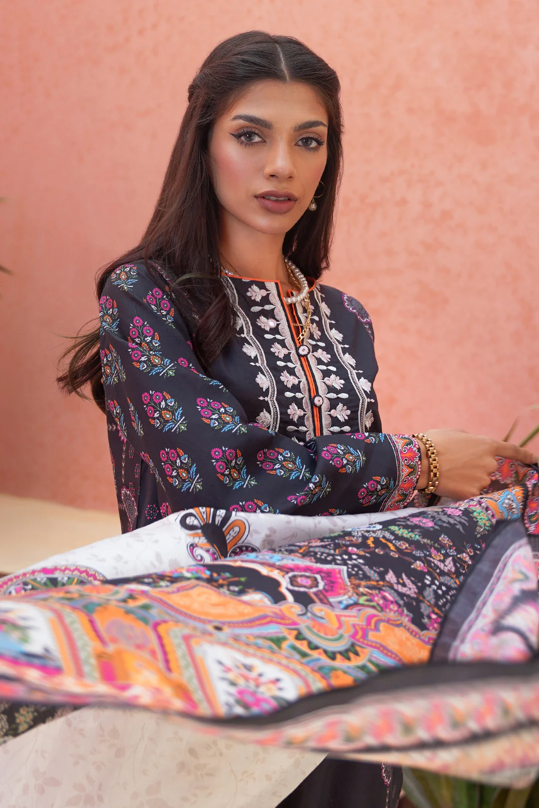 Embroidered Shirt Shalwar Dupatta - 0174 - Image 2