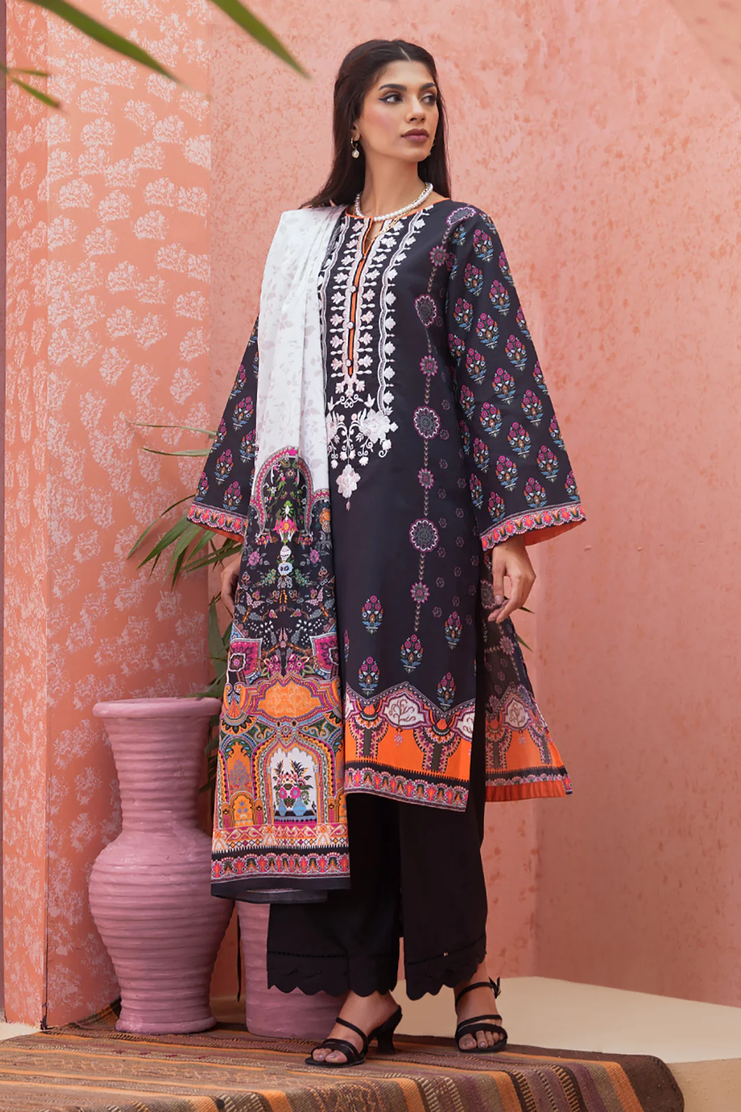 Embroidered Shirt Shalwar Dupatta - 0174 - Image 3