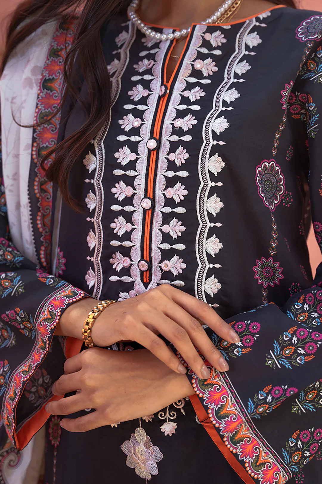 Embroidered Shirt Shalwar Dupatta - 0174 - Image 4