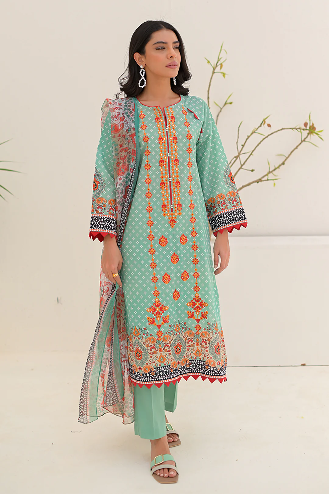 Embroidered Shirt Shalwar Dupatta - 0264 - Image 3