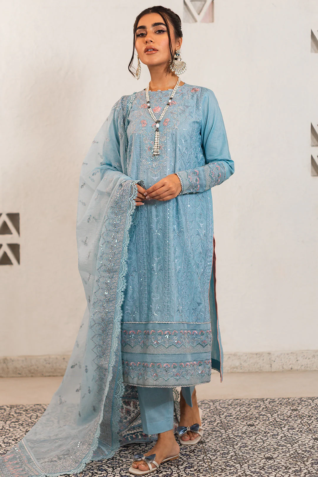 Embroidered Shirt Shalwar Dupatta - 0317 - Image 7