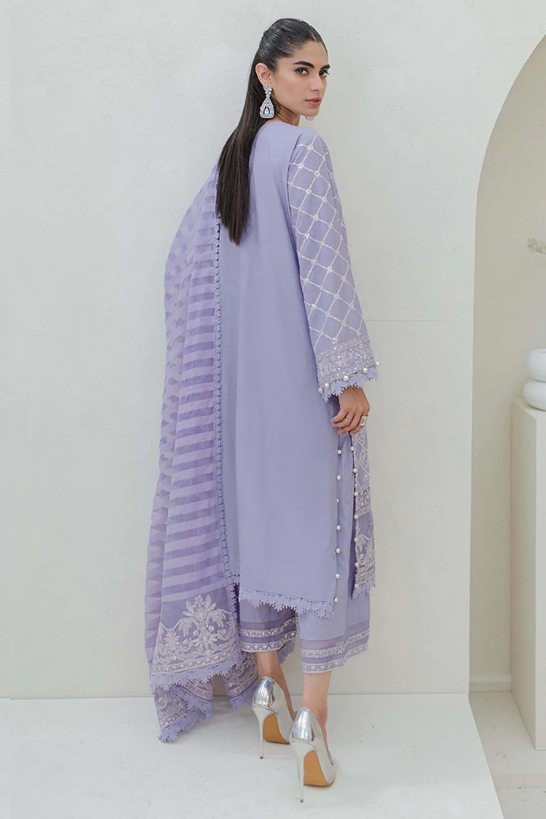 Embroidered Shirt Shalwar Dupatta - 0320 - Image 5