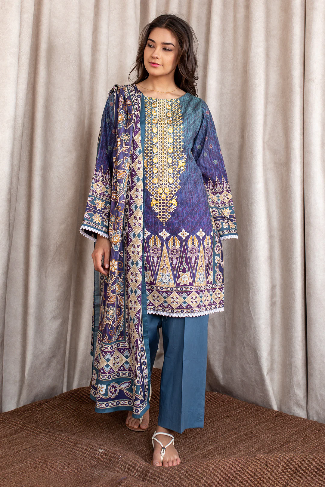 Embroidered Shirt Shalwar Dupatta - 0368