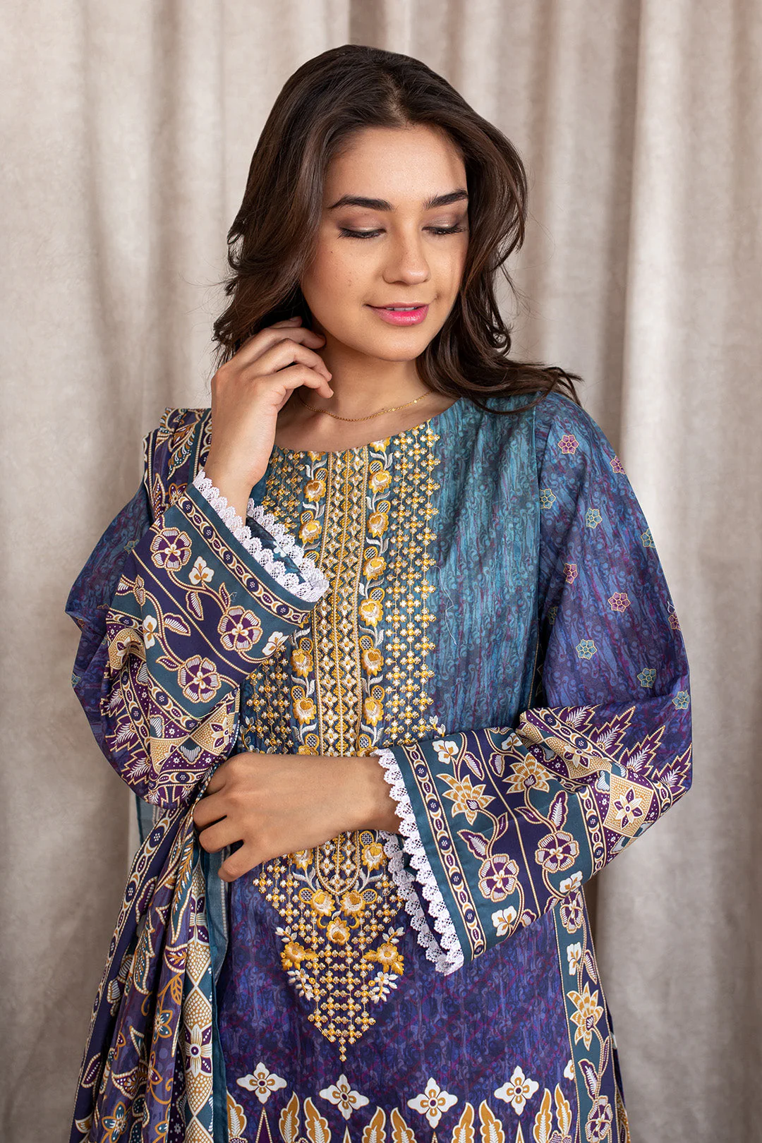 Embroidered Shirt Shalwar Dupatta - 0368 - Image 2