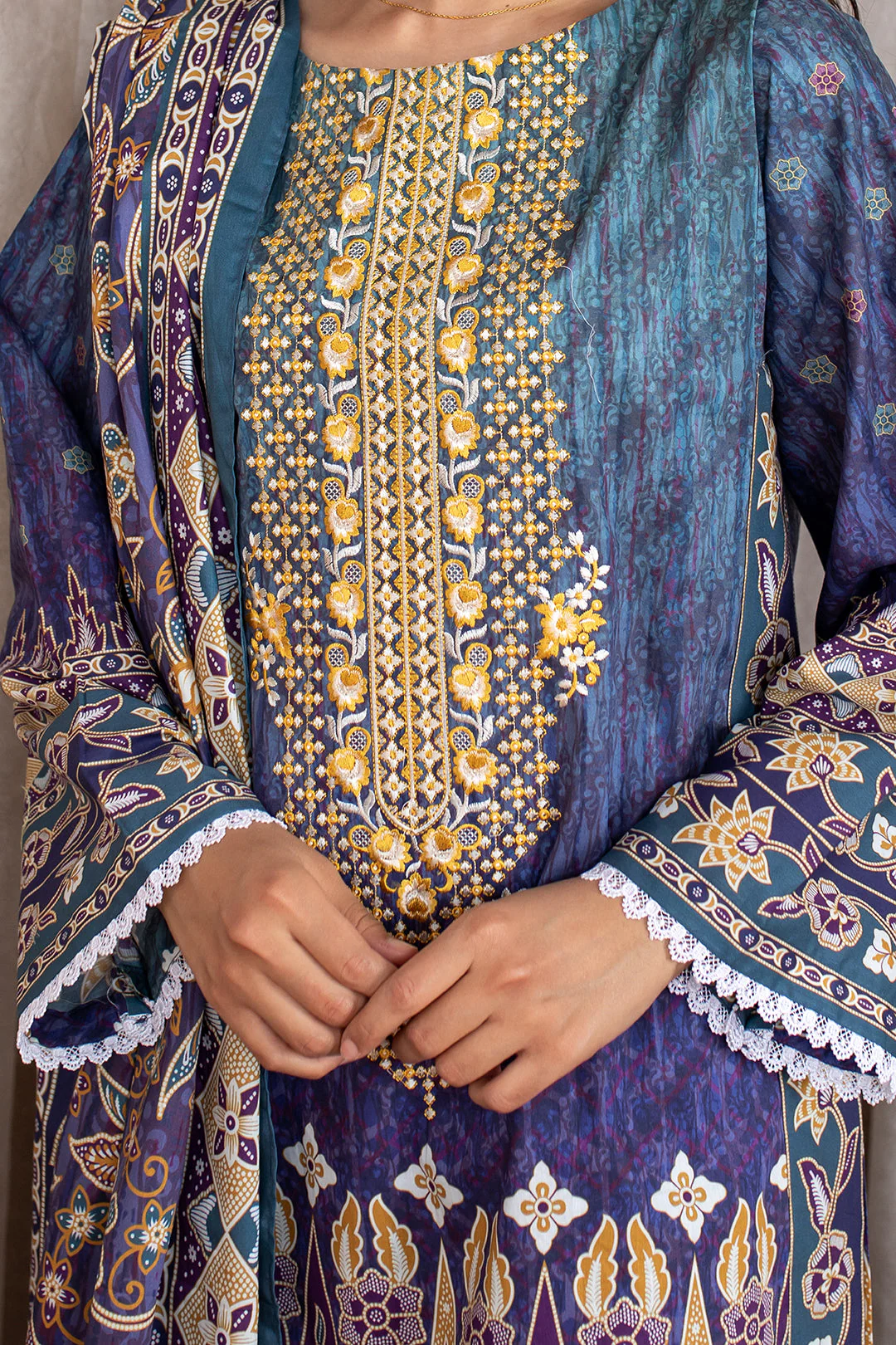 Embroidered Shirt Shalwar Dupatta - 0368 - Image 4