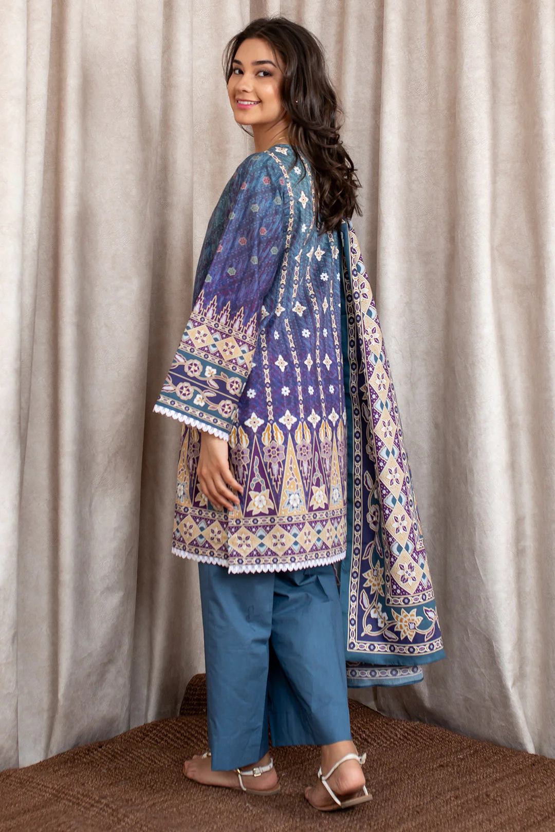Embroidered Shirt Shalwar Dupatta - 0368 - Image 6
