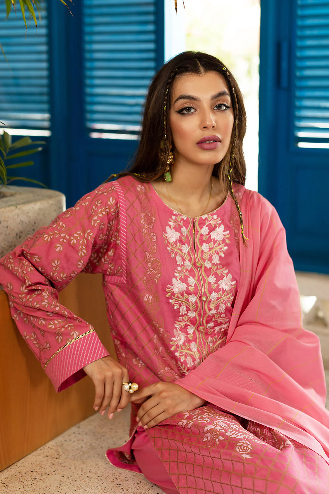 Embroidered Shirt Shalwar Dupatta - 0614 - Image 6