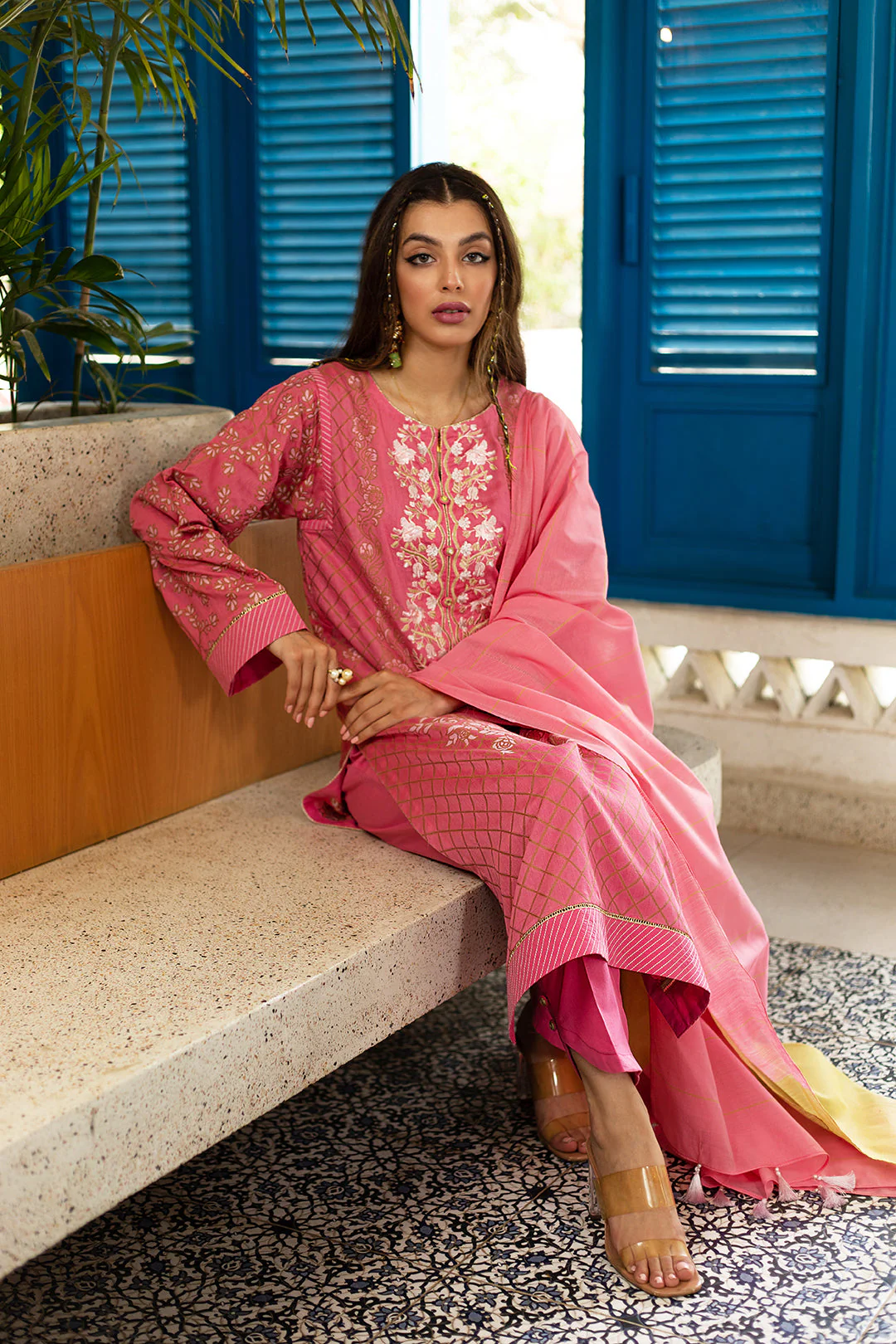 Embroidered Shirt Shalwar Dupatta - 0614 - Image 8