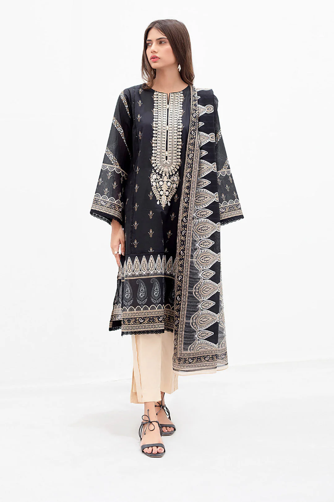 Embroidered Shirt Shalwar Dupatta - 0644 - Image 4