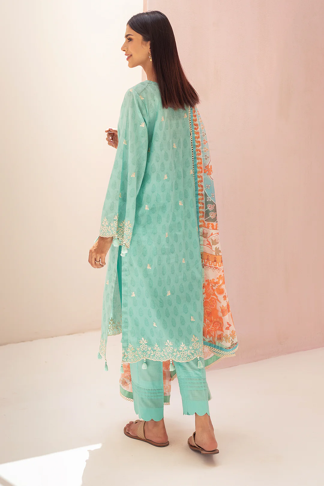 Embroidered Shirt Shalwar Dupatta - 0673 - Image 5