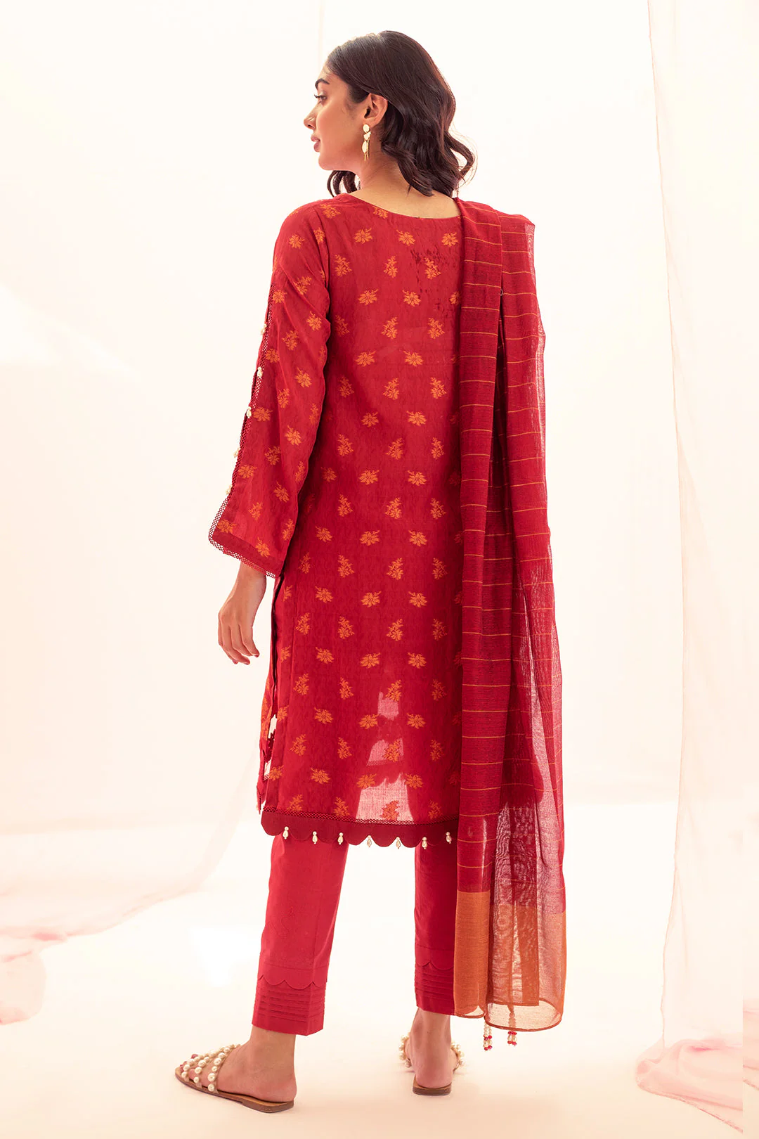 Embroidered Shirt Shalwar Dupatta - 0674 - Image 4