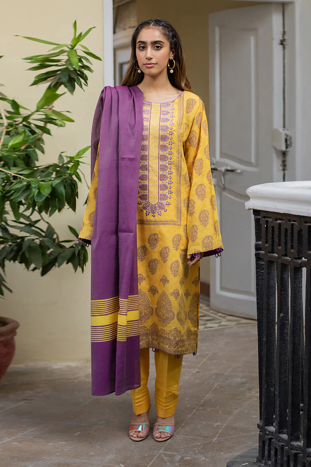 Embroidered Shirt Shalwar Dupatta - 0676 - Image 2