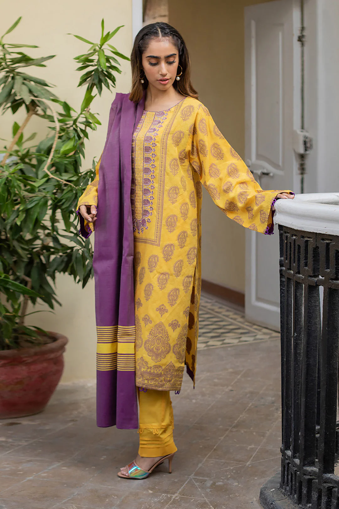 Embroidered Shirt Shalwar Dupatta - 0676 - Image 3