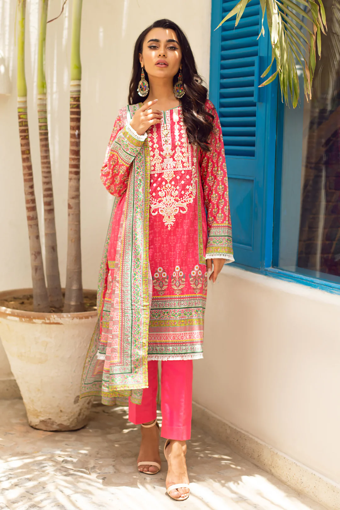 Embroidered Shirt Shalwar Dupatta - 0693 - Image 2
