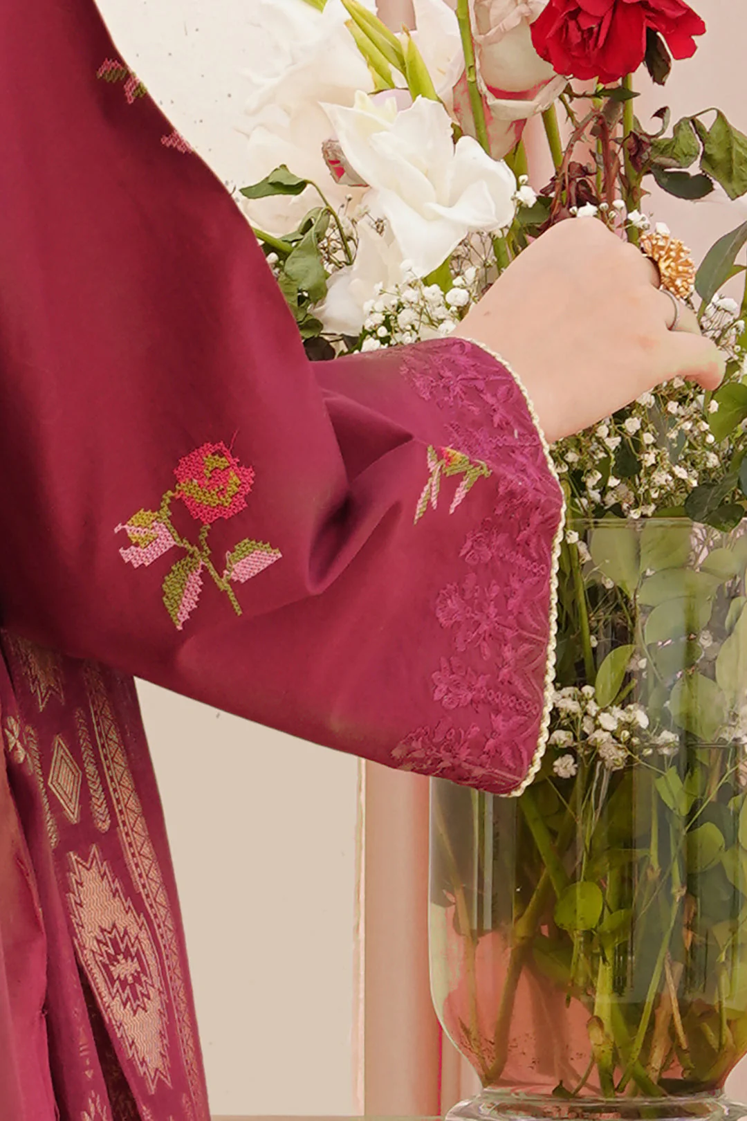 Embroidered Shirt Shalwar Dupatta - 0354 - Image 7