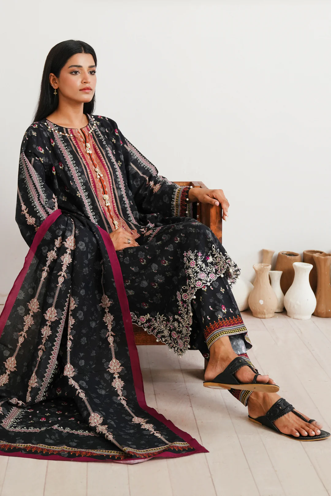 Embroidered Shirt Shalwar Dupatta - 0063 - Image 3