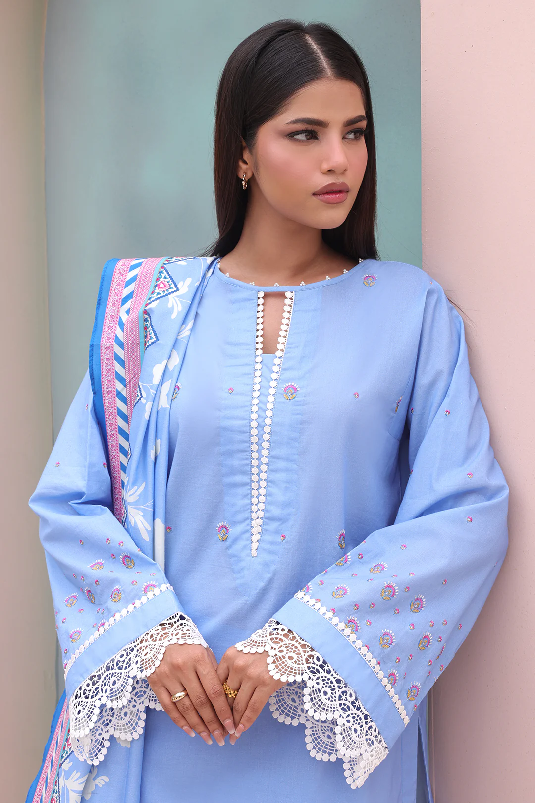 Embroidered Shirt Shalwar Dupatta - 0066 - Image 7