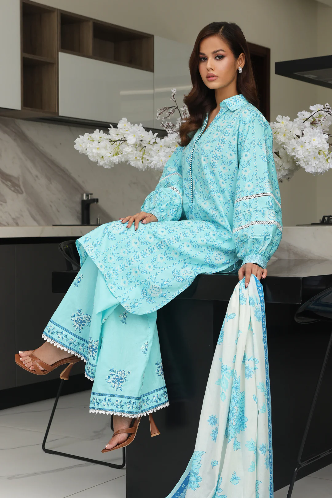 Embroidered Shirt Shalwar Dupatta - 0070 - Image 3