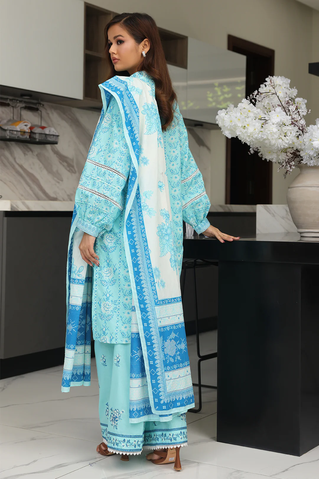 Embroidered Shirt Shalwar Dupatta - 0070 - Image 5