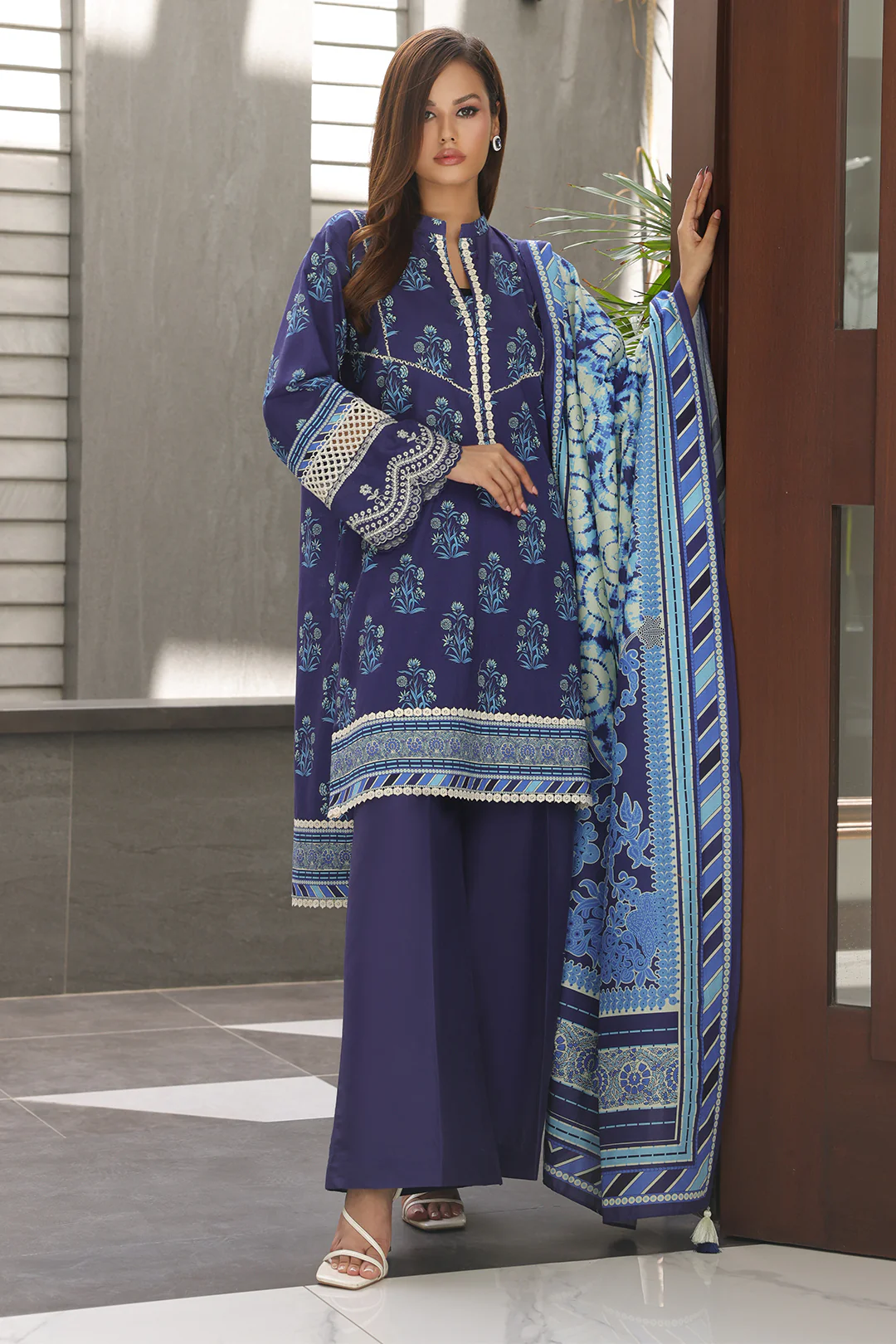 Embroidered Shirt Shalwar Dupatta - 0072 - Image 3
