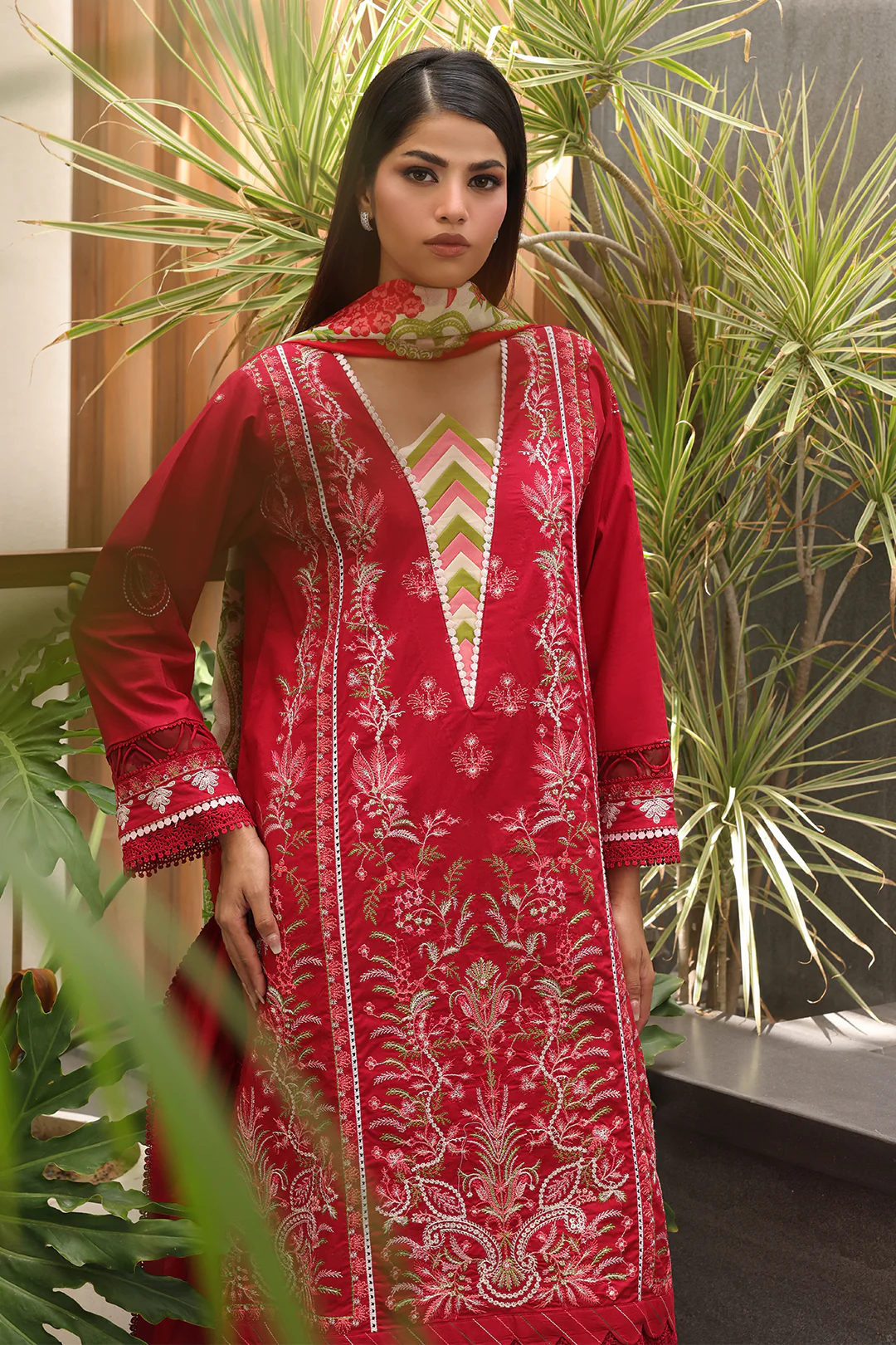 Embroidered Shirt Shalwar Dupatta - 0074 - Image 5