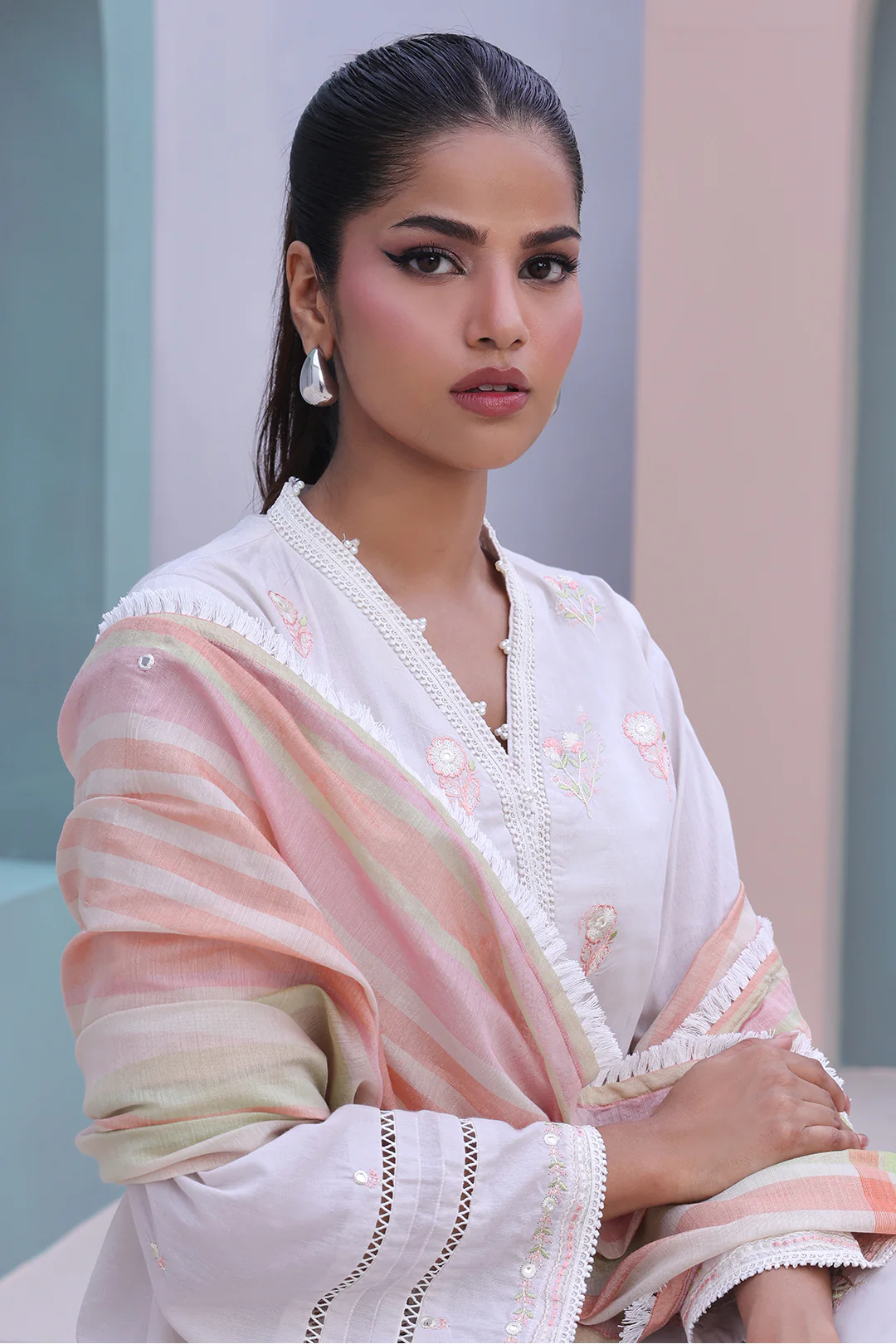 Embroidered Shirt Shalwar Dupatta - 0078 - Image 2