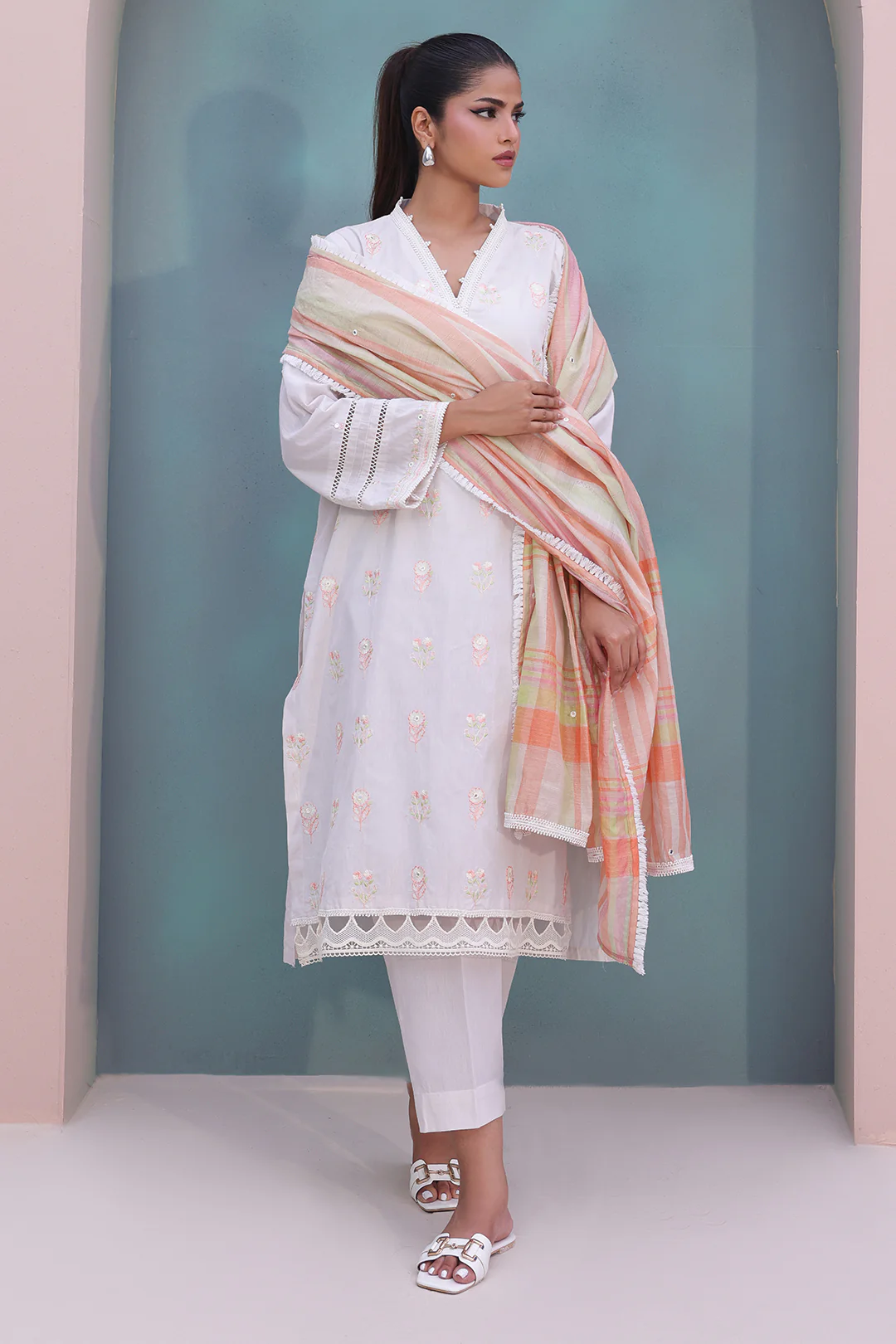 Embroidered Shirt Shalwar Dupatta - 0078 - Image 3