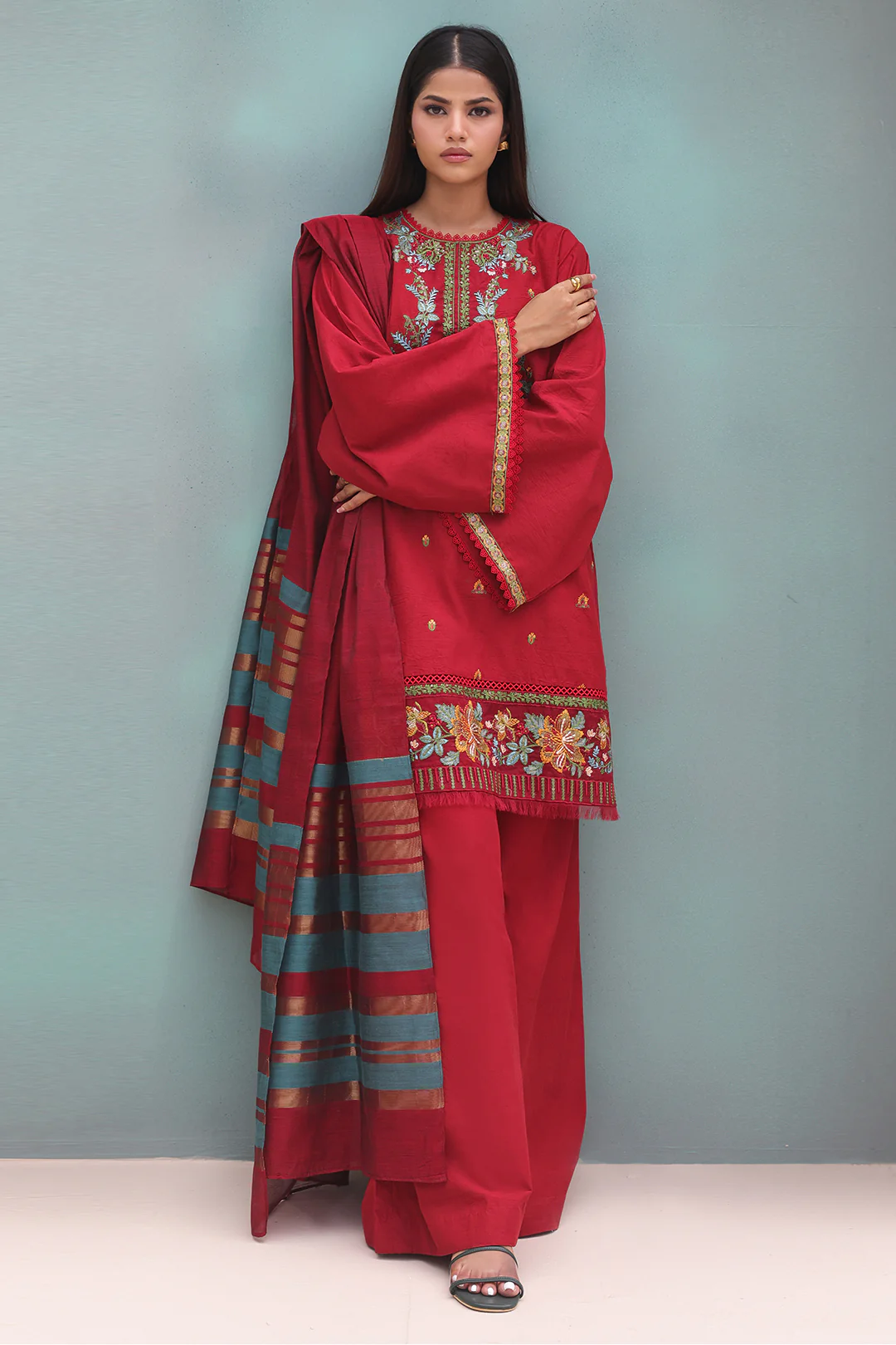 Embroidered Shirt Shalwar Dupatta - 0083 - Image 2