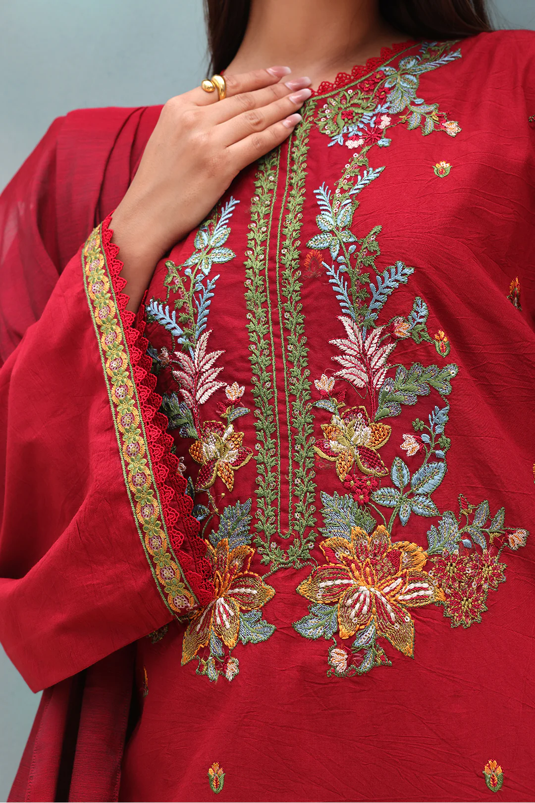 Embroidered Shirt Shalwar Dupatta - 0083 - Image 3