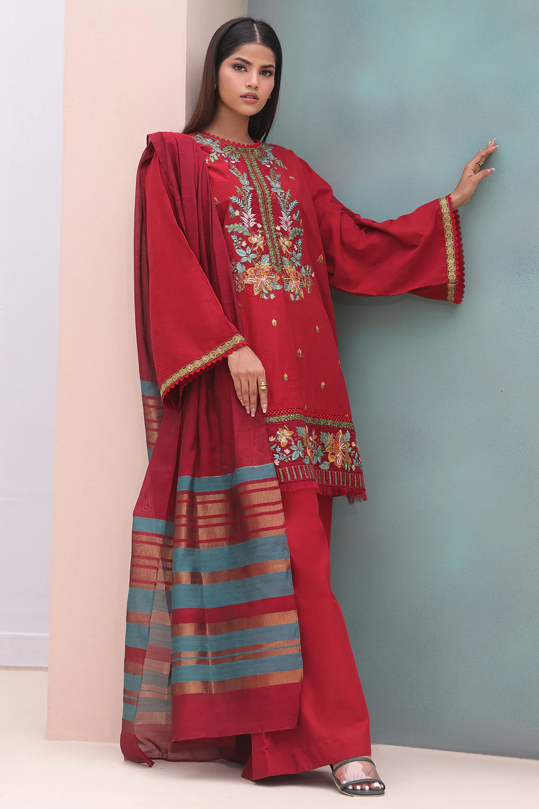 Embroidered Shirt Shalwar Dupatta - 0083 - Image 4