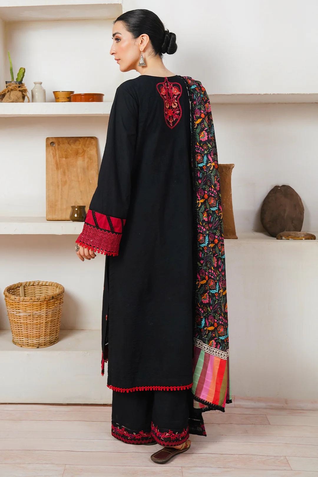 Embroidered Shirt Shalwar Dupatta - 0084 - Image 5