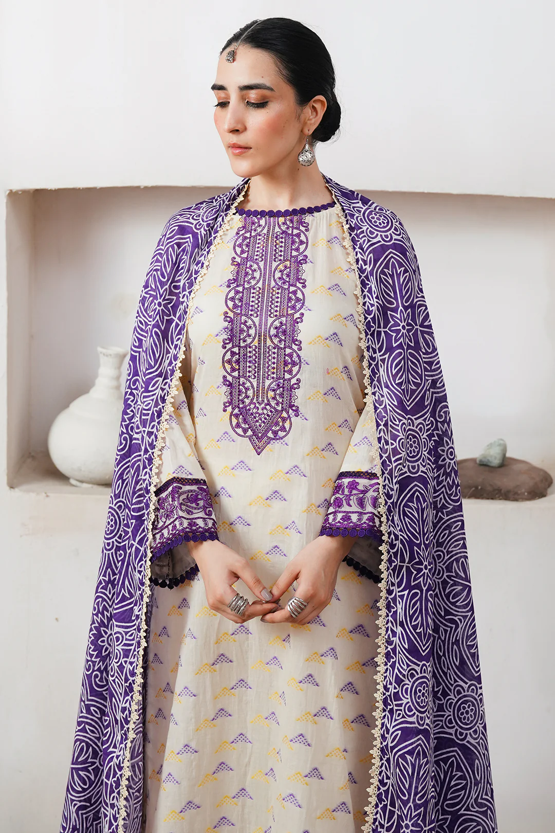 Embroidered Shirt Shalwar Dupatta - 0086 - Image 5
