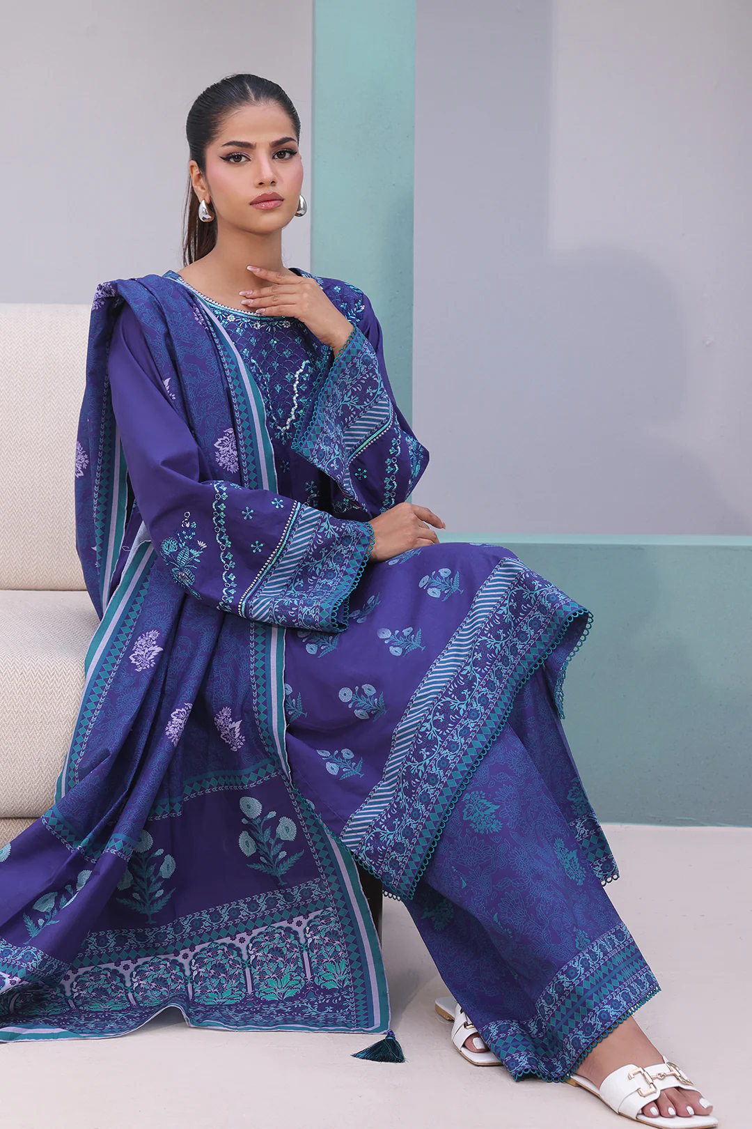 Embroidered Shirt Shalwar Dupatta - 0141 - Image 5