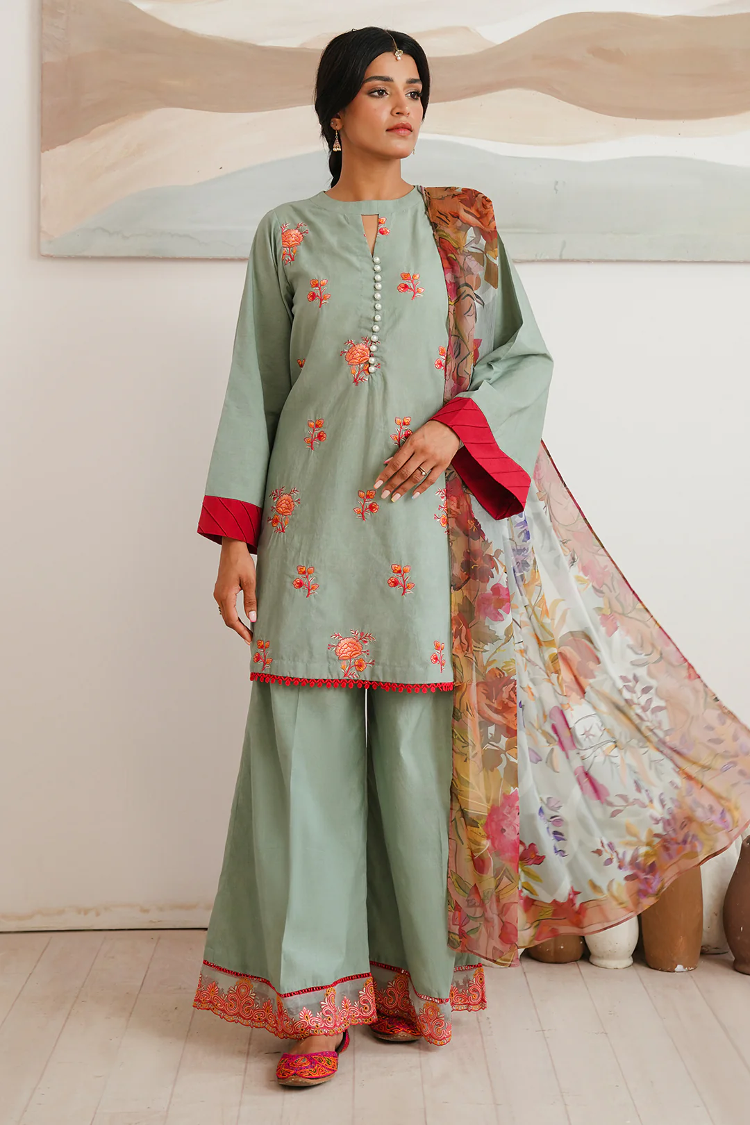 Embroidered Shirt Shalwar Dupatta - 0149 - Image 2