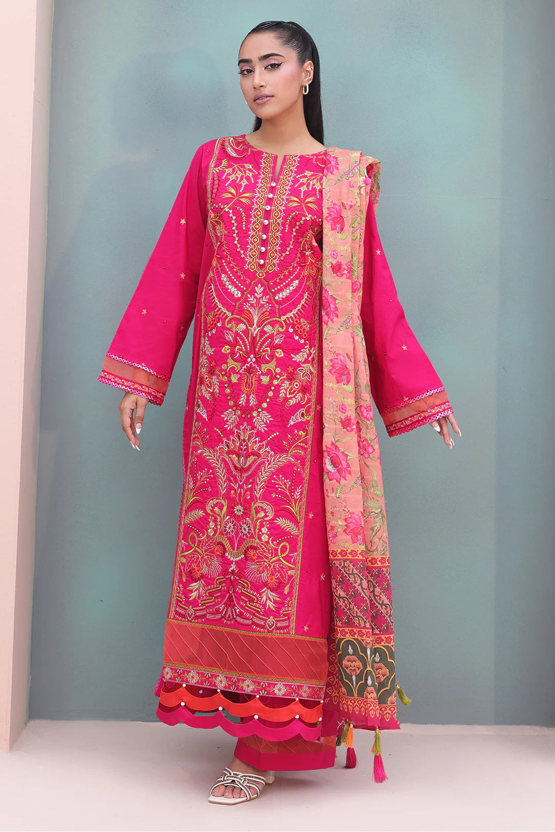 Embroidered Shirt Shalwar Dupatta - 0151 - Image 2