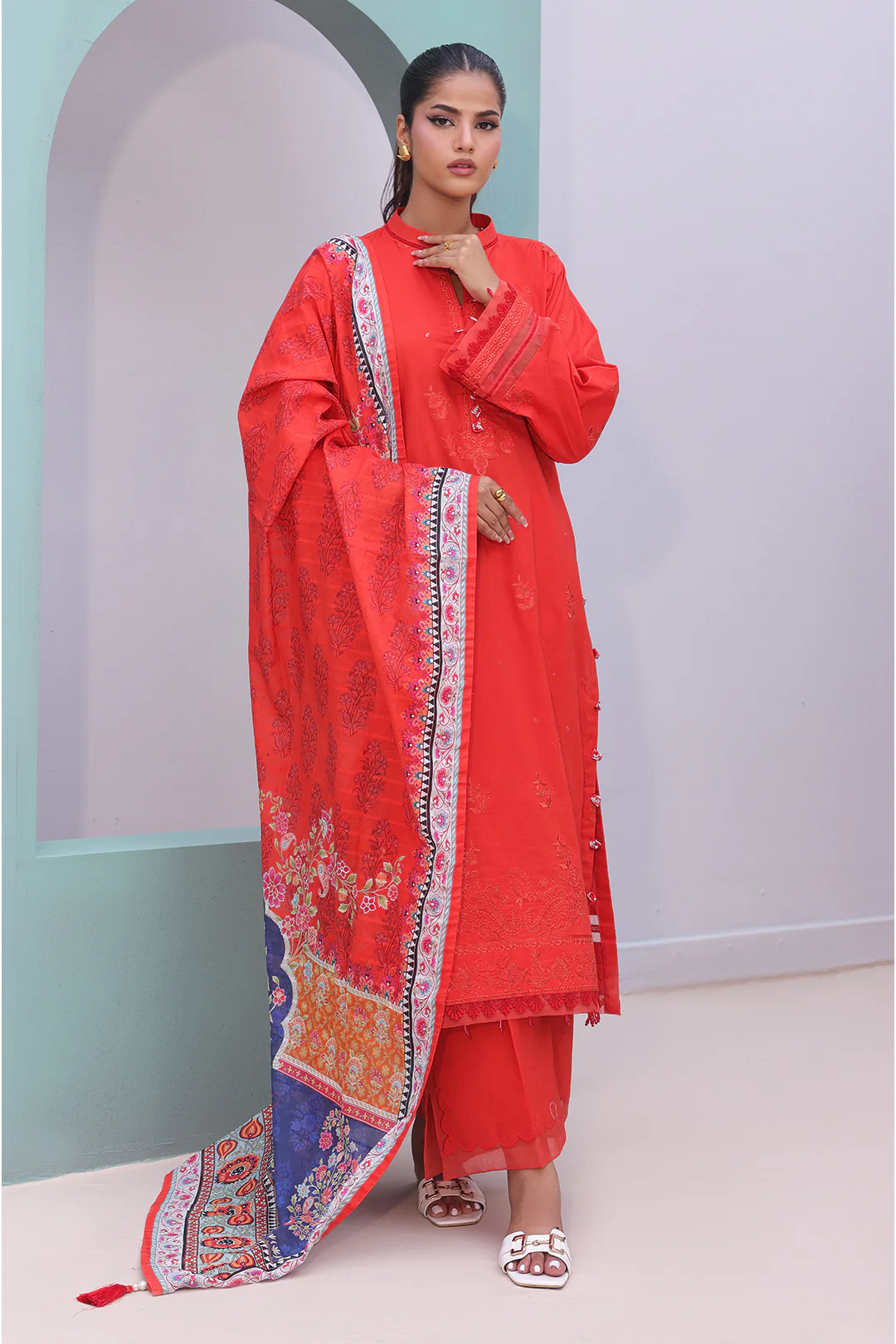Embroidered Shirt Shalwar Dupatta - 0152 - Image 2